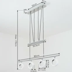 Suspension Globine LED Chrome, 4 lumières