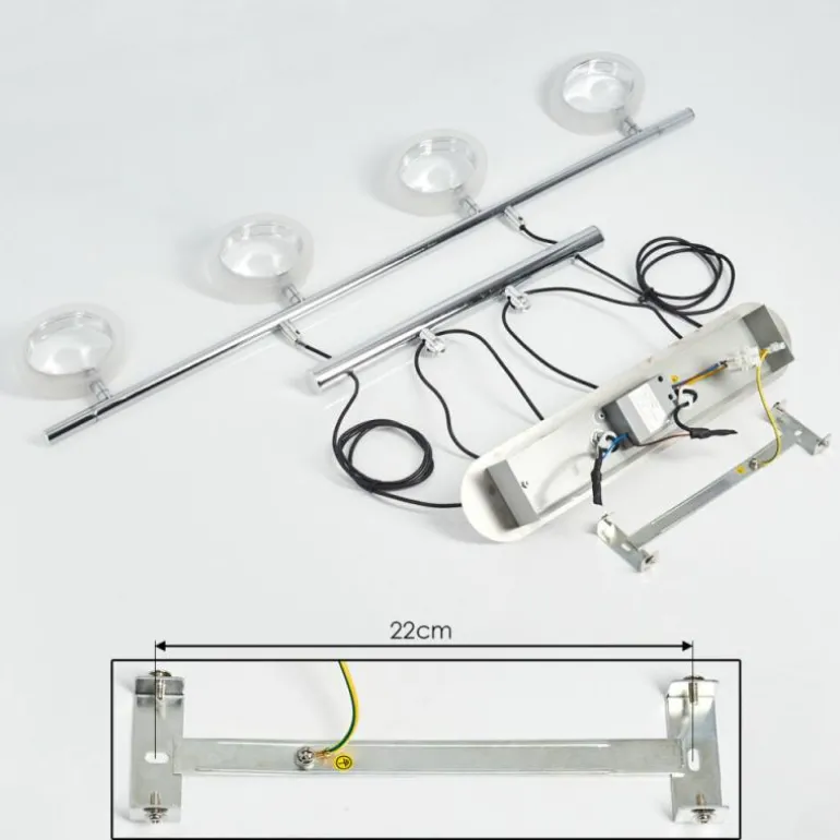 Suspension Globine LED Chrome, 4 lumières