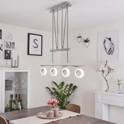 Suspension Globine LED Chrome, 4 lumières