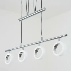 Suspension Globine LED Chrome, 4 lumières