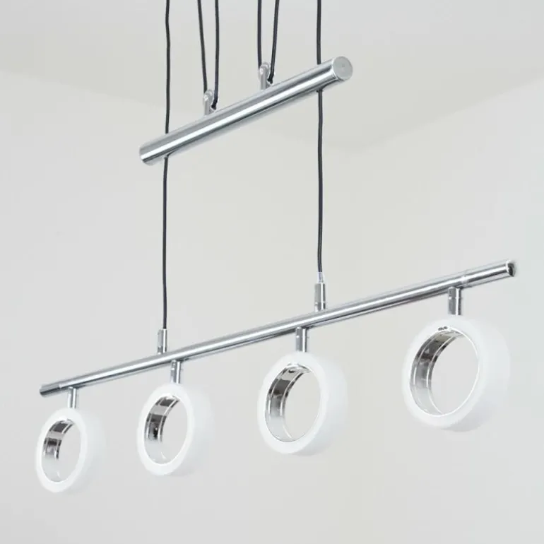 Suspension Globine LED Chrome, 4 lumières