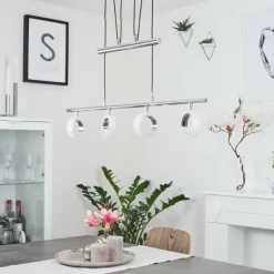 Suspension Globine LED Chrome, 4 lumières