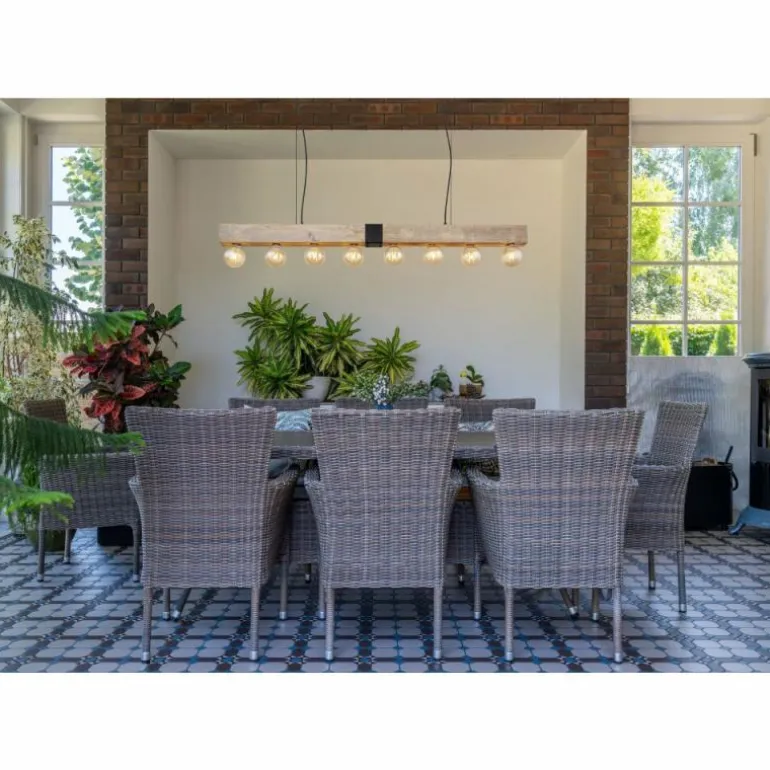 Suspension Globo ADALIE Écru, Noir, 8 lumières