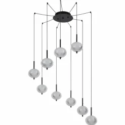 Suspension Globo AIDA LED Noir, 9 lumières