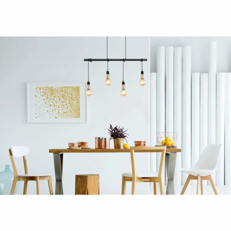 Suspension Globo ALEXIUS Laiton, Noir, 4 lumières