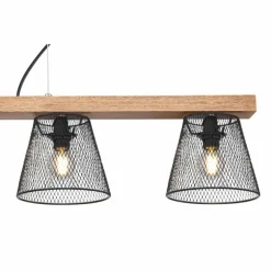 Suspension Globo BASCHI Bois foncé, Noir, 4 lumières