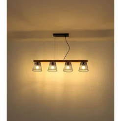 Suspension Globo BASCHI Bois foncé, Noir, 4 lumières