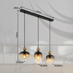 Suspension Globo COMMY Noir, 3 lumières