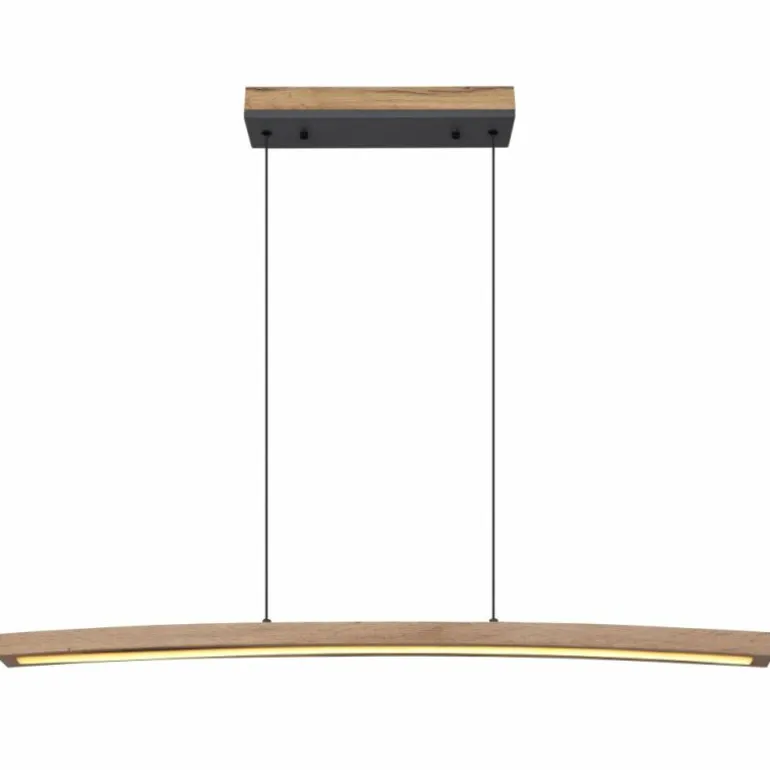 Suspension Globo DORO LED Gris, Couleur bois, 1 lumière