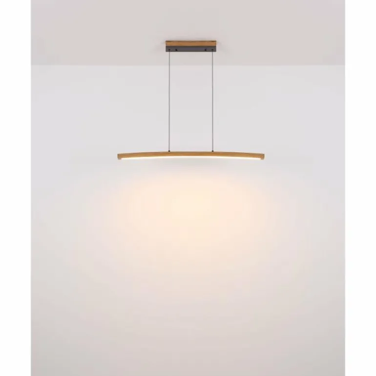 Suspension Globo DORO LED Gris, Couleur bois, 1 lumière