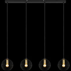 Suspension Globo EUSEBIUS Noir, 4 lumières