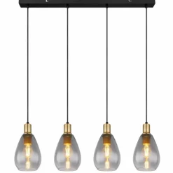 Suspension Globo FANNI Laiton, Noir, 4 lumières