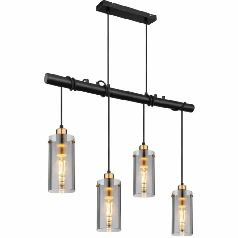 Suspension Globo FANNI Laiton, Noir, 4 lumières