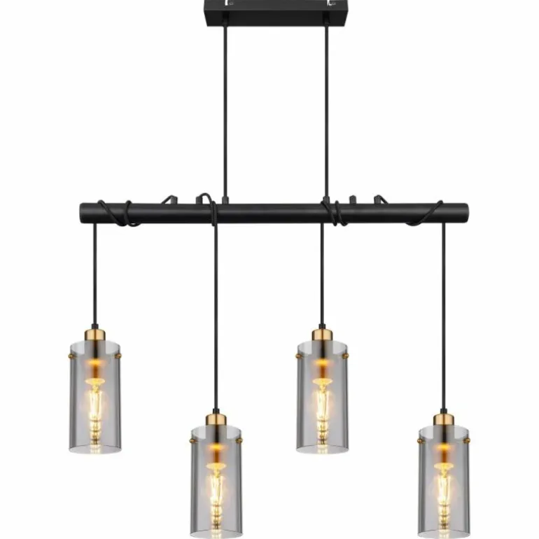 Suspension Globo FANNI Laiton, Noir, 4 lumières
