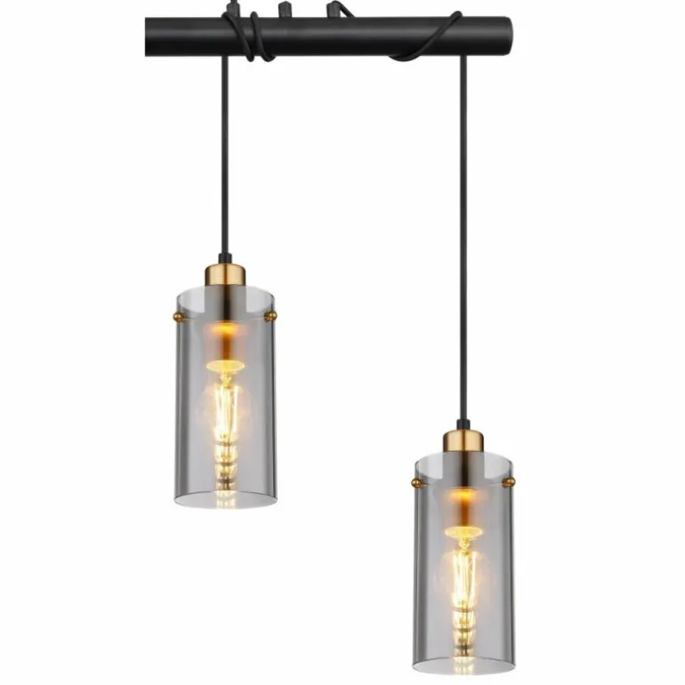 Suspension Globo FANNI Laiton, Noir, 4 lumières