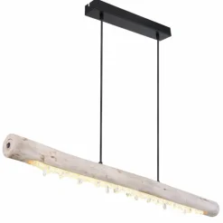 Suspension Globo FELICITAS LED Bois clair, Noir, 2 lumières