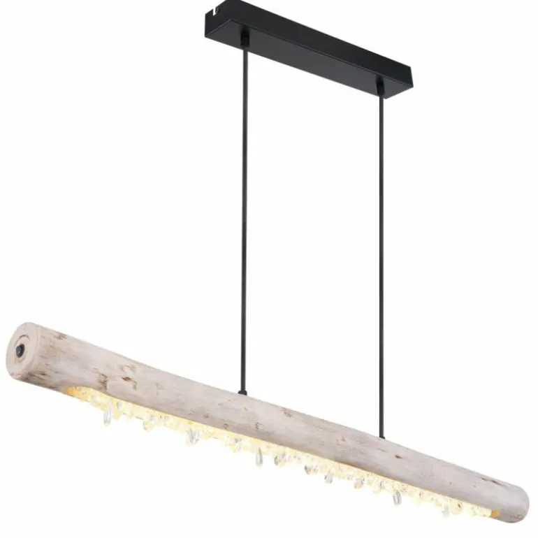 Suspension Globo FELICITAS LED Bois clair, Noir, 2 lumières