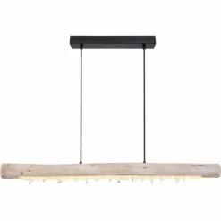 Suspension Globo FELICITAS LED Bois clair, Noir, 2 lumières