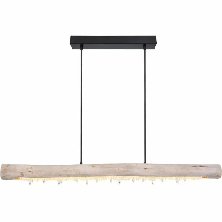 Suspension Globo FELICITAS LED Bois clair, Noir, 2 lumières
