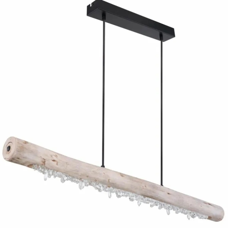 Suspension Globo FELICITAS LED Bois clair, Noir, 2 lumières