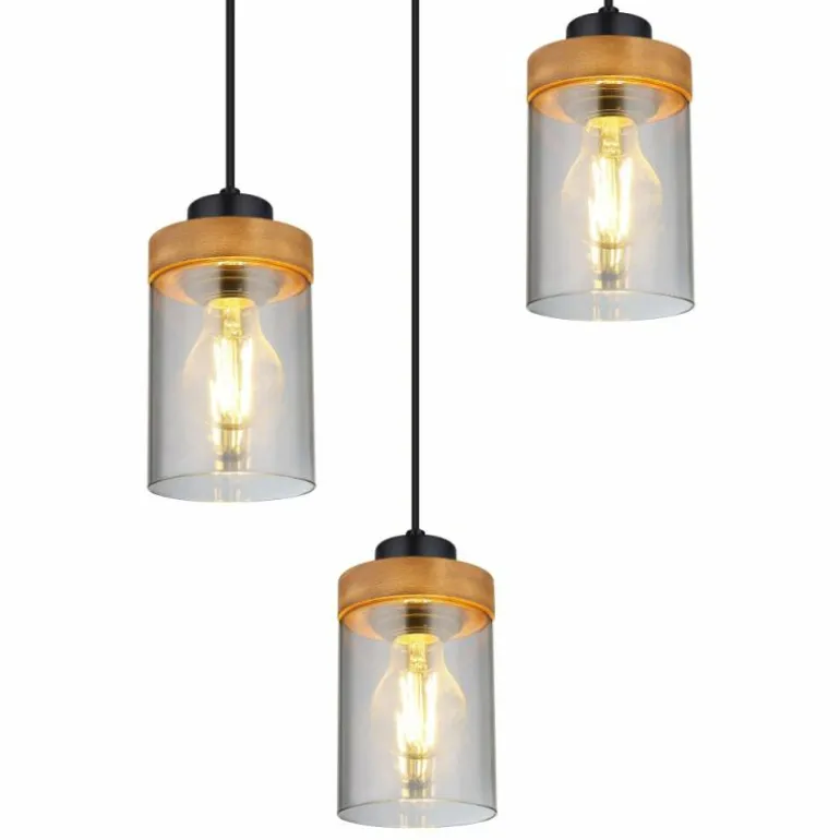 Suspension Globo FINCA Écru, Noir, 3 lumières