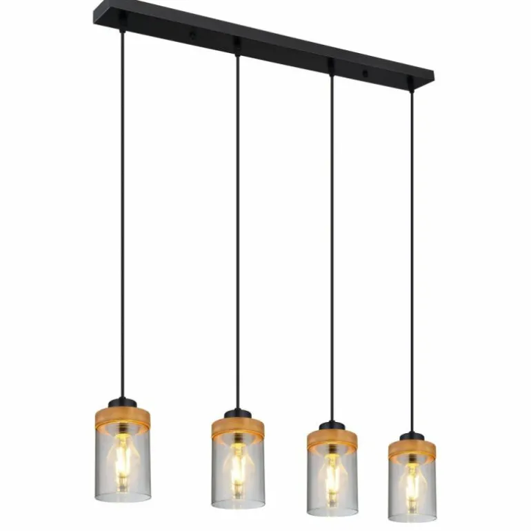 Suspension Globo FINCA Écru, Noir, 3 lumières