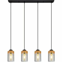 Suspension Globo FINCA Écru, Noir, 3 lumières