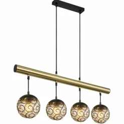 Suspension Globo FITZ Laiton, Noir, 4 lumières