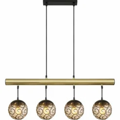 Suspension Globo FITZ Laiton, Noir, 4 lumières