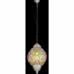 Suspension Globo GELASIUS Gris, Argenté, 1 lumière