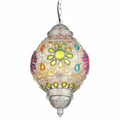 Suspension Globo GELASIUS Gris, Argenté, 1 lumière