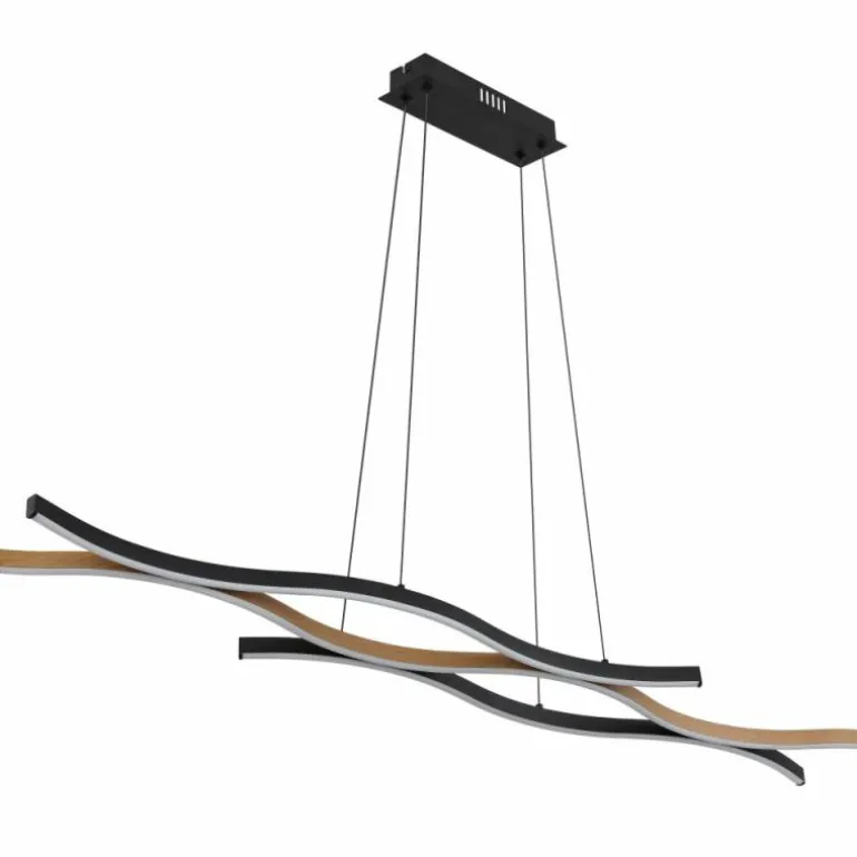 Suspension Globo GERONIMO LED Couleur bois, Noir, 1 lumière