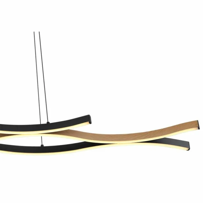 Suspension Globo GERONIMO LED Couleur bois, Noir, 1 lumière