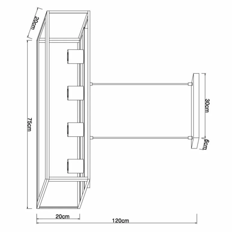 Suspension Globo HAGAR Noir, 4 lumières