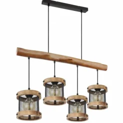 Suspension Globo JEANIE Bois foncé, Noir, 4 lumières