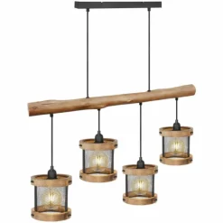 Suspension Globo JEANIE Bois foncé, Noir, 4 lumières