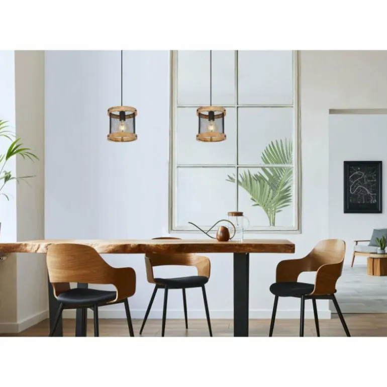 Suspension Globo JEANIE Bois foncé, Noir, 1 lumière