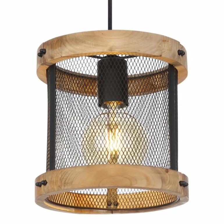 Suspension Globo JEANIE Bois foncé, Noir, 1 lumière