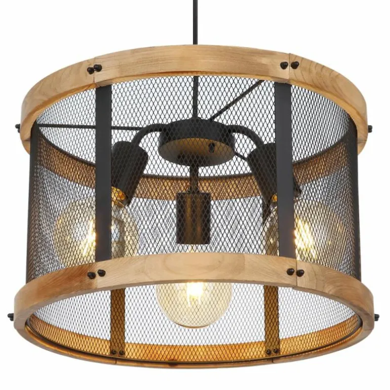 Suspension Globo JEANIE Bois foncé, Noir, 3 lumières