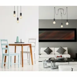 Suspension Globo JOSEBA Nickel mat, Noir, 3 lumières