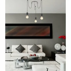 Suspension Globo JOSEBA Nickel mat, Noir, 3 lumières