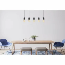 Suspension Globo JOSEBA Nickel mat, Noir, 5 lumières