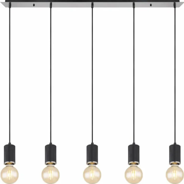 Suspension Globo JOSEBA Nickel mat, Noir, 5 lumières