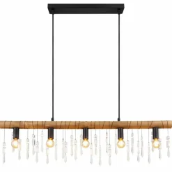 Suspension Globo KIRA Bois foncé, Noir, 5 lumières