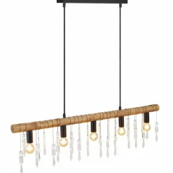 Suspension Globo KIRA Bois foncé, Noir, 5 lumières