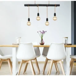 Suspension Globo LEO Noir, 4 lumières