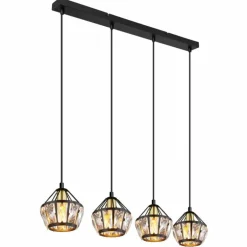 Suspension Globo LOIS Laiton, Noir, 4 lumières