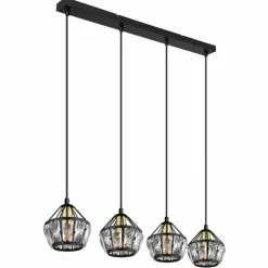 Suspension Globo LOIS Laiton, Noir, 4 lumières