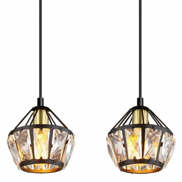 Suspension Globo LOIS Laiton, Noir, 4 lumières