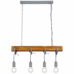 Suspension Globo LUDI Gris, Bois foncé, 4 lumières